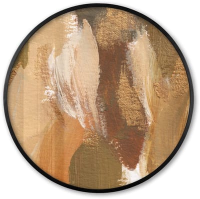 Poster in lijst Rond - Fotolijst 60x60 cm - Posters - Verf - Goud - Herfst - Ronde posterlijst zwart - Decoratie - Wanddecoratie woonkamer - Muurdecoratie slaapkamer