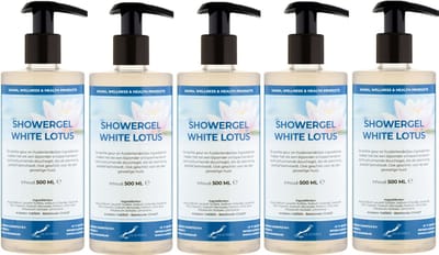 Douchegel White Lotus 500 ml - set van 5 stuks - met gratis pomp - Showergel