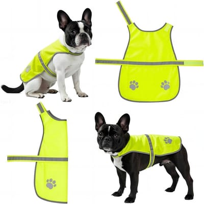 Reflecterend Veiligheidsvest voor Honden, Fluorescerend Geel met Verstelbare Pasvorm, Lichtgewicht Accessoire voor Buitenwandelingen, Geschikt voor Halsomtrek 32–34 cm