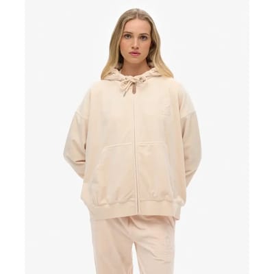 Dames hoodie met ritssluiting van velours Superdry Country Club