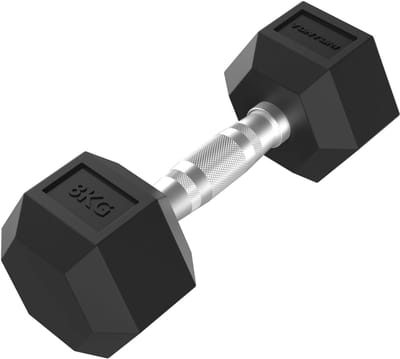 Tunturi Platinum Hexa Dumbbell - Rubber - 1x 8kg - Zwart