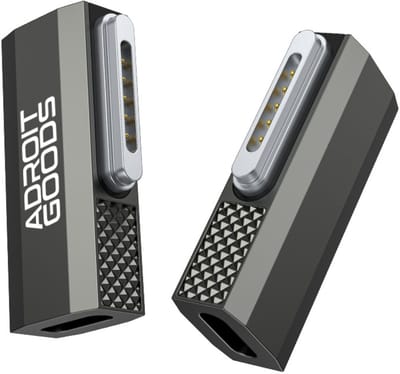 AdroitGoods USB-C naar magnetische laadadapter 140W – geschikt voor MagSafe-3-aansluitingen – PD-snellaadconverter – Recht & 90° hoekontwerp - Grijs