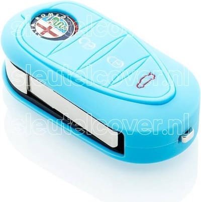 Autosleutel Hoesje geschikt voor Alfa Romeo - SleutelCover - Silicone Autosleutel Cover - Sleutelhoesje Lichtblauw