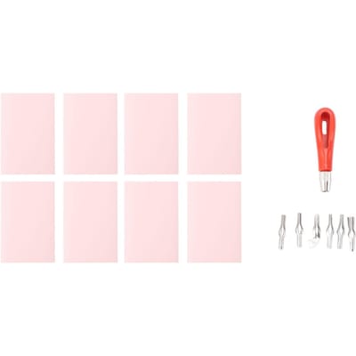 Kit de fabrication de tampons 8 pièces Blocs de caoutchouc rose à sculpter Kit de cutter linoléum Outils de sculpture linogravure pour impression sur bloc white