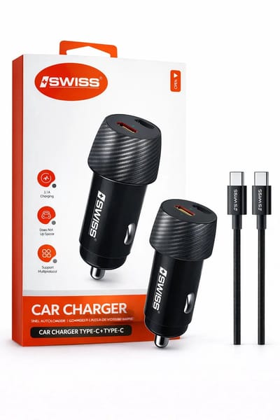 Auto oplader met usb-c kabel 1 meter