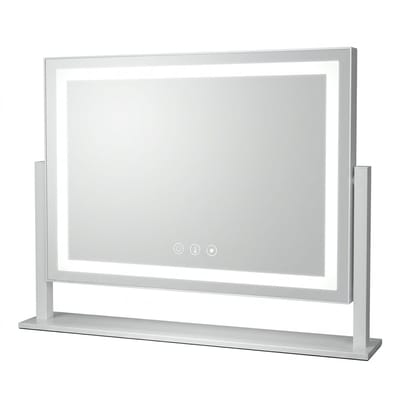 KAD® Hollywood Spiegel met Verlichting - Makeup Spiegel met 3 Lichtstanden - Dimbaar - Touch Bediening - Wit - 40cm x 30cm x 33cm