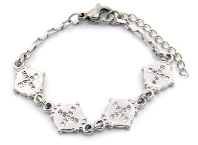 Armband voor Kinderen - Munten met Kruis - RVS - Lengte Verstelbaar 14-17 cm - Zilverkleurig