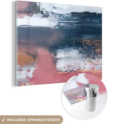 MuchoWow® Glasschilderij 120x90 cm - Schilderij acrylglas - Abstract - Verf - Design - Foto op glas - Schilderijen