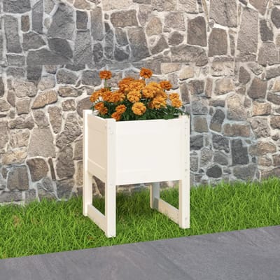 vidaXL - Plantenbak - 40x40x52,5 - cm - massief - grenenhout - wit