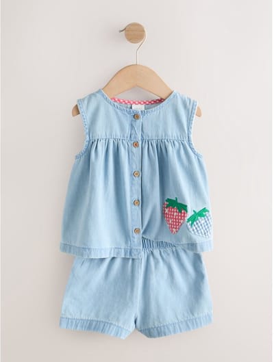 Next - Meisjes - Combiset van blouse en short - Blauw
