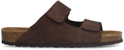 Manfield - Heren - Bruine suède slippers - Maat 40