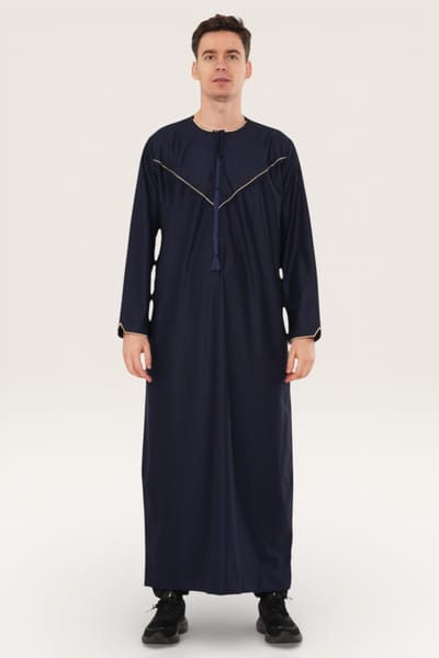 Heren Marine Ramadan Marokkaanse Jubba Robe Djellaba Eid Kaftan Thobe LFS-TT-007