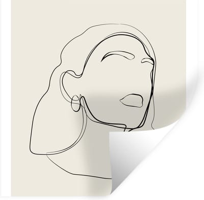 Muurstickers - Sticker Folie - Vrouwen - Line art - Tekst - Quotes - 100x100 cm - Plakfolie - Muurstickers Kinderkamer - Zelfklevend Behang XXL - Zelfklevend behangpapier - Stickerfolie
