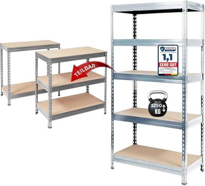 Robuust Opbergsysteem - Zware Lasten Rek - Werkplaats Garage - Snelle Steekmontage - 220x120x60cm - Galvaniseerd
