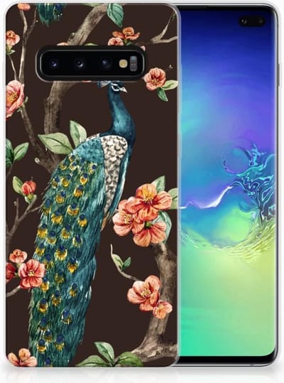 Samsung Galaxy S10 Plus TPU Hoesje Pauw met Bloemen