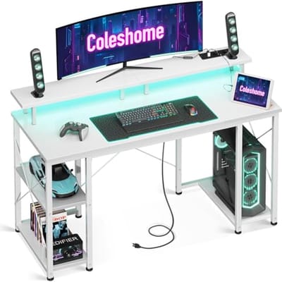 Gamingbureau met LED-verlichting en USB-poorten - Ideaal voor Thuiswerk en Gamers