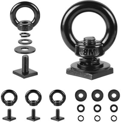 Solidchoice - EXLECO 4 Stuks Ringmoer M8 voor Dakdragers, Vierkante Bouten M8*20mm, T-Track Bevestigingsankers, Roestvrijstalen Ringbouten, Oogbout, Zwaar Beslag voor Aanhangwagens, Touwen, Geleiderails
