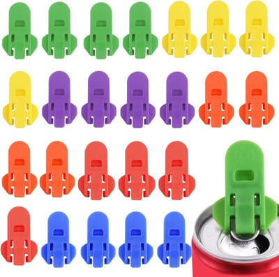 24-delige plastic blikopener - lekvrije blikopener met ringvormige trekker - draagbare blikopener voor bierflessen - eenvoudige dekselopener - geschikt voor cola, bier, frisdranken, frisdrank - rood, groen, blauw, oranje, paars, geel