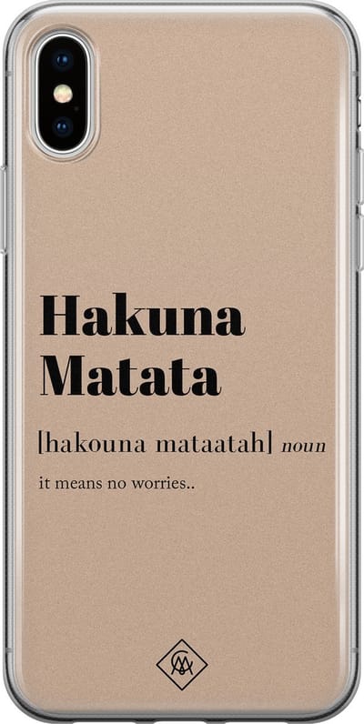 Casimoda® hoesje - Geschikt voor iPhone Xs Max - Hakuna Matata - Siliconen/TPU telefoonhoesje - Backcover - Tekst - Bruin/beige