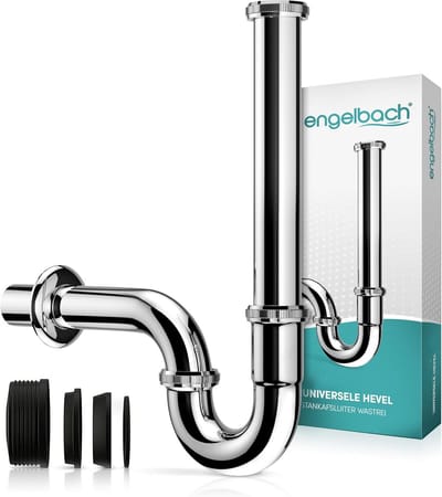 Engelbach® sifon voor wastafel – Extra lange sifon 200 mm – Afvoerbuis wastafel 1 1/4" incl. rubberen manchet – Universele sifon voor badkamer met montagevideo