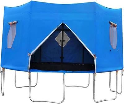 Waterdichte trampolinehoes van Oxford-doek 2,4 m met rits en raam - Bescherming tegen regen, zon en vuil voor 6 rechte stangen