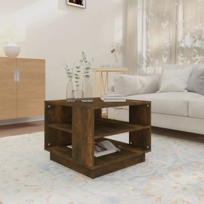 vidaXL - Salontafel - 55x55x43 - cm - bewerkt - hout - gerookt - eikenkleurig
