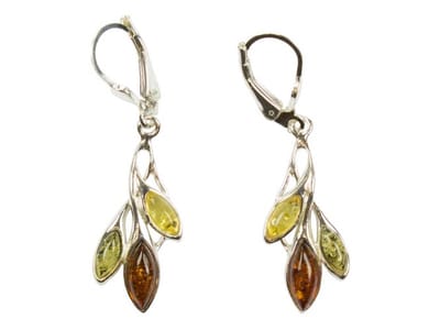 Zilveren oorbellen met sluiting Amber / Barnsteen 925 zilver
