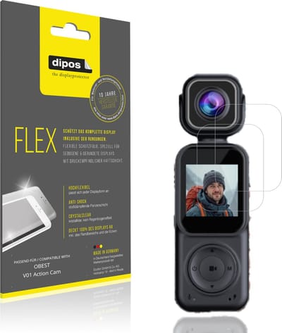 dipos – 2x Beschermfolie geschikt voor OBEST V01 Action Cam | 3D Full Cover Screenprotector | 100% Passend