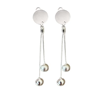 Clip oorbellen- Two Ball- Zilverkleur- Geen gaatje- Lang- Charme Bijoux