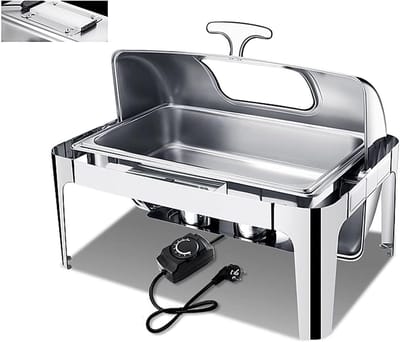 Voedselwarmer Set - Buffet Verwarmer - Eten Warm Houden - Zichtbaar Deksel - 135 Liter - Zilverkleurig
