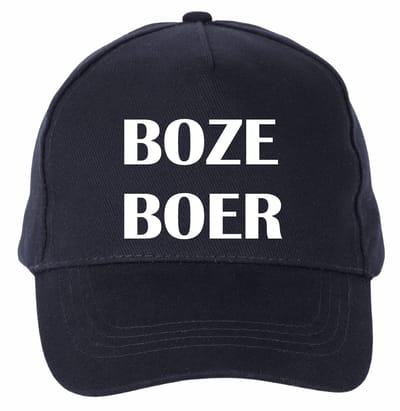 Mijncadeautje - 5 panel - Cap - Verstelbaar - Pet van 100% dik geborsteld katoen- unisex - opdruk wit - Boze Boer - navy blauw