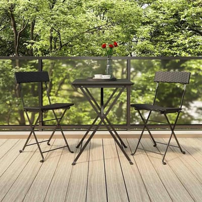 Bistrostoelen - Tuinstoelen Opvouwbaar - Buiten Zitten - PE Rotan Staal - 40 x 45 x 79 cm - Zwart