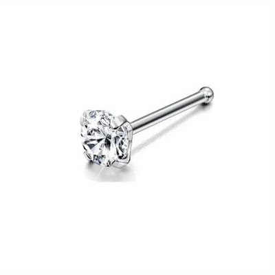 Aramat Jewels | Neuspiercing | Rechte Stalen Neuspiercing met Ronde Zirkonia | 3mm | Staal | Volwassenen | Verkleurd niet