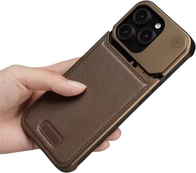 Aluminium Lederen Telefoonhoesje – Geschikt voor iPhone 16 Pro | Magnetische Metalen Case, Frameloos, Schokbestendig, Draadloos Opladen Ondersteunend | Luxe Beschermhoes, Smartphone Cover, Premium Hoesje
