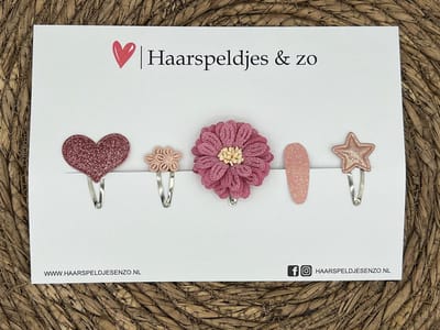 Try-out mix 26 - mix van verschillende speldjes - roze - glitters - kerst - feestdagen - 3 cm speldjes