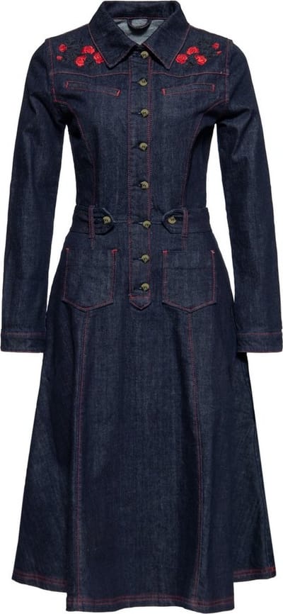 Queen Kerosin Western Swing-jurk QKI26009 Denim