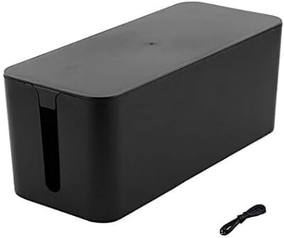 QTTVBTNA - Kabel Organizer Box - Kabelopslag - Voor Stopcontacten & Kabels - Voor Thuis & Kantoor - Zwart - 23,5 x 11,5 x 12 cm - 1 Stuk