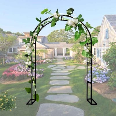 Metalen tuinboog zwaar belastbare rozenbogen prieel latwerk voor klimplanten breed 120 cm 180 cm 350 cm rozenboog decoratie bruiloft boogweg, weerbestendig, groen, B 1,8 m x H 2,2 m