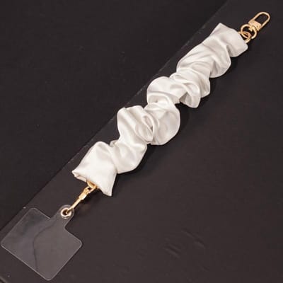Lanière de téléphone portable Chaîne de téléphone portable Corde de bracelet court pour poignet Chaîne de téléphone blanc