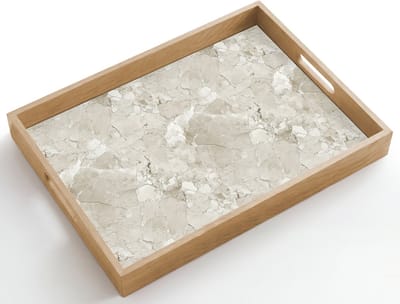Dienblad hout 50x35 cm - Schootdienblad - Marmer - Grijs - Aders - Borrelplank rechthoek - Plateau dienbladen