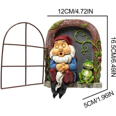 Mini Tuin Hars Ambachten Decoratie Kabouter Raam Slapende Tuin Beeldje Kabouter Buiten Ornament Decoratie gray