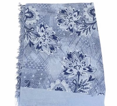Lange Sjaal - 100% Bamboe - Print - (3802) Blauw