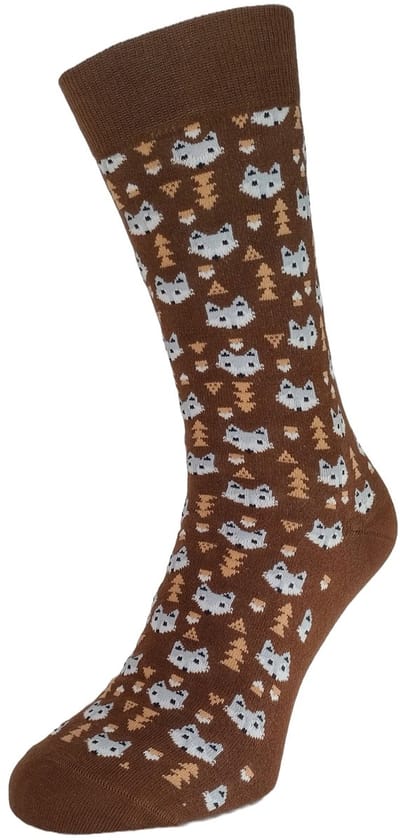 Bonnie Doon Fox Socks met Ingebreide Vossen kopjes Dames Sokken Bruin maat 36/42 - Gladde Teennaad - Katoen - Word Je Vrolijk en Happy van - Cadeau sokken - Vossen - Zachte Voorgewassen Katoen - OEKO-TEX gecerificeerd - Dark Brown - BT991142.106