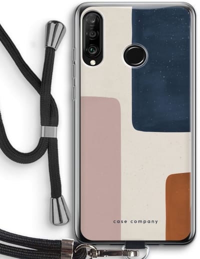 Case Company® - Hoesje met koord geschikt voor Huawei P30 Lite hoesje met Koord - Geo #5 - Telefoonhoesje met Zwart Koord - Bescherming aan alle Kanten en Over de Schermrand