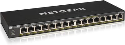 16-Port Gigabit Ethernet Unmanaged PoE+ Switch met 16 x PoE+ @ 183W - Desk of Wandmontage