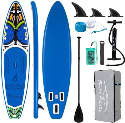 FUNWATER SUPFR02D – Opblaasbare SUP plank stamestam design 335x82x15 cm – 3 vinnen – lichtgewicht 7,42 kg