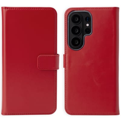 Selencia Hoesje - Geschikt voor Samsung Galaxy S26 Ultra - Echt Lederen Bookcase - Rood