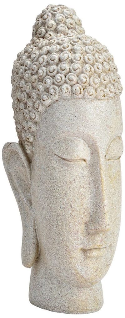 Boeddha Hoofd – Wit – 33 cm – Handgemaakt Polyresin – Serene & Luxe Woondecoratie - Japandi small / Deco & Cadeau by Peters