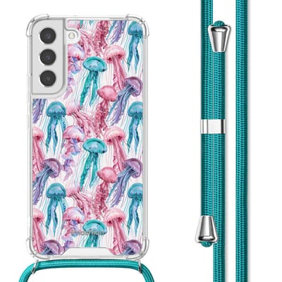 imoshion Hoesje - Geschikt voor Samsung Galaxy S22 Plus - Design Hoesje met Koord - Jellyfish Watercolor
