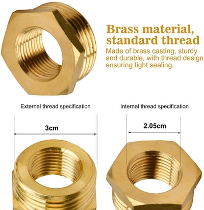 Dailygoods - Brass Hex Hose Tube Reducers Adapter - Verbindingsadapter - Goudkleurig - Waterdicht - Kwaliteitsmateriaal - Geschikt voor tuinslangen -...